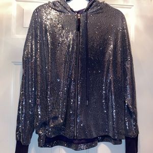 Anthropologie Sequin zip-up jacket
